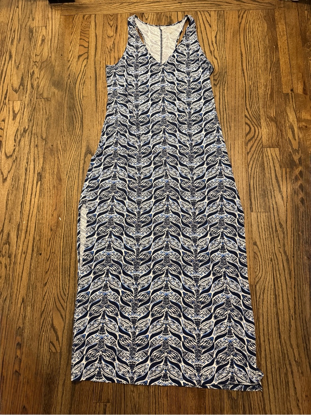 Lilly Pulitzer Blue and White Patterned Sleeveless Maxi Dress Kerri